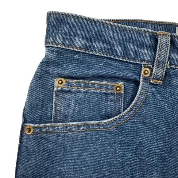 Nevada Vintage High Rise Tapered Leg Rigid Denim Dark Blue Wash Jeans 12 - Picture 12 of 15